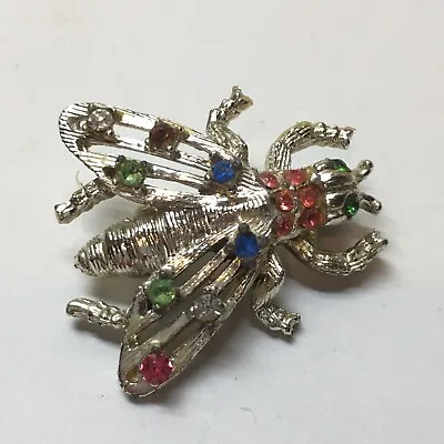 Vintage Unsigned Colored Crystal Figural Honey Bee Insect BROOCH Costume Jewelry • $21.95