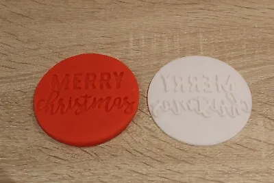 £3.80 • Buy Christmas Merry Happy Stamp Embosser Cookie Icing Fondant Cupcake