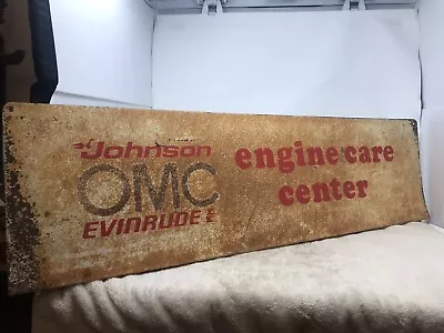 VINTAGE AUTHENTIC JOHNSON EVINRUDE OMC METAL Engine Care Center Topper SIGN • $299.99