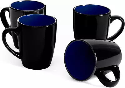 Coffee MugsBlack Coffee Coffee Mug Set Of 412 Oz Ceramic Coffee Cups With Larg • $38.72