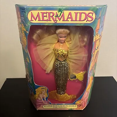 Mermaids 11.5 In Fully Poseable Fashion Doll Gold Top Multi Toys Corp 1991 NRFB • $60