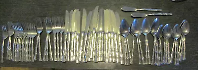 69 Pcs Mid Century Modern Stainless Korea Bamboo Silverware Flatware Service 8 • $125