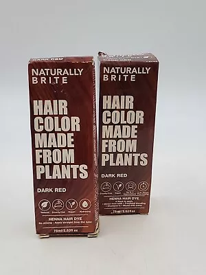 2 NATURALLY BRITE Henna Hair Dye Natural Made From Plants Dark Red 2.53fl Oz • $5.99