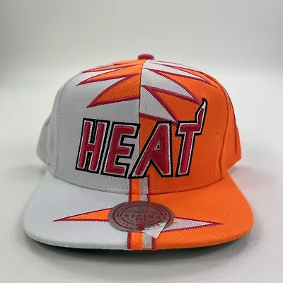 Mitchell & Ness Miami Heat Shockwave Hat NBA White Orange AOP SnapBack • $23.99