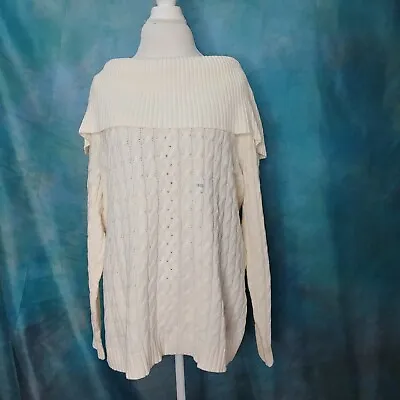 NWT Lane Bryant Off The Shoulder Cable Knit Marilyn Sweater 18/20 Ivory • $30