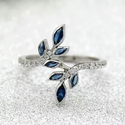 2CT Marquise Cut LabCreated Sapphire Engagement Women Ring 14K White Gold Plated • $84.49