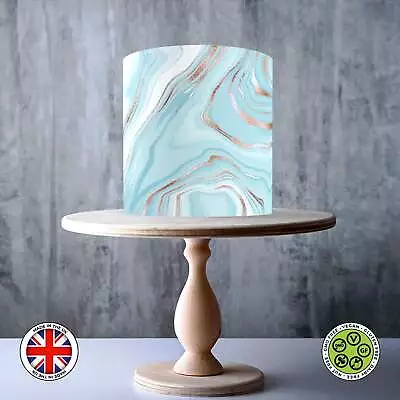 Light Turquoise & Copper Marble Pattern Wrap Around Edible Cake Topper ICING / W • £7.79