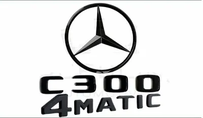 C300 Emblem 4MATIC Gloss Black Rear Trunk Star Badge Set AMG For Mercedes W204 • $33.99