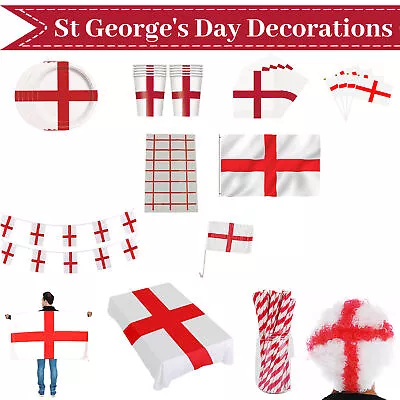 England St George Decorations Bunting Flags Hand Flags Car Flags Party Tableware • £4.05