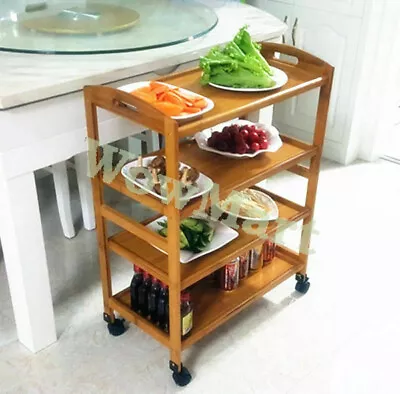 All-purpose 4Tier Bamboo Storage Rack Kitchen Dining Serving Island Cart Trolley • $69.95