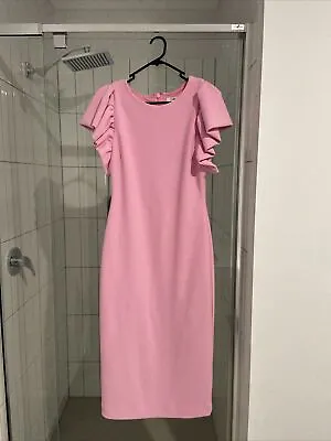 $55 • Buy Forever New Pink Dress Size 12 Ruffle Sleeve
