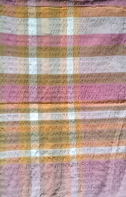 Vintage Seersucker  Pink/orange Cinnamon Table Cloth 66  X 45  • £5.99