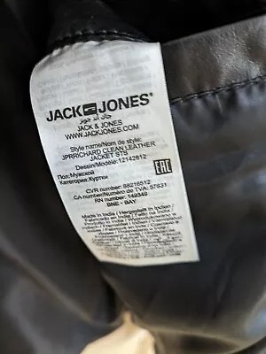 Men's Jack Jones Black Leather Jacket Size Small • £19