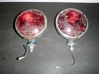 Vintage Dietz 9-51 Red GLASS Emergency Bulbs Brake Caution Rod Firetruck Lights • $100