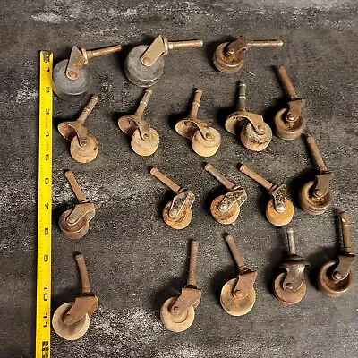 Antique Caster Wheels Lot Wood Metal Replacement Repurpose Salvage NICE • $26.25
