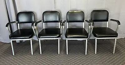 Vintage INDUSTRIAL OFFICE CHAIR SET Desk Tanker Arm Mid Century Modern Steel • $599.99