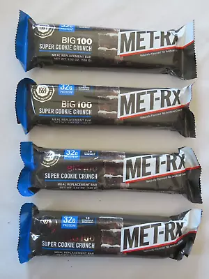 (4) MET-Rx Big 100 Meal Replacement Bars Super Cookie Crunch 3.52 Oz Each • $17.50