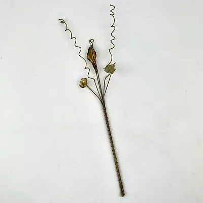 Vtg Handmade Brass Wire Brutalist Flower Bouquet Wall Art Artist Sculpture OOAK • $29.99