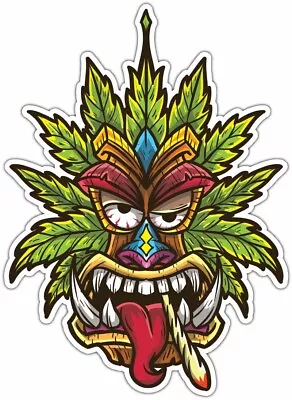 $3.99 • Buy Tiki Mask Smoking Marijuana Weed Grass Pot Car Bumper Vinyl Sticker Decal 4 X5 .