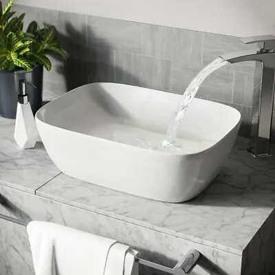 460x325xmm Large Cloakroom Bathroom Ceramic Wash Sink Counter Top Basin White UK • £28.99