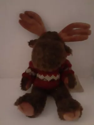 Vintage Boyds Bears Moose Red Nordic Knit Sweater Plush Jointed Stuffed Animal  • $13.90