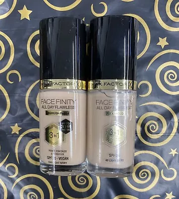 2 X MAXFACTOR Facefinity 3 In 1 Flawless Foundation 30ml SPF20 LIGHT IVORY • £18.99