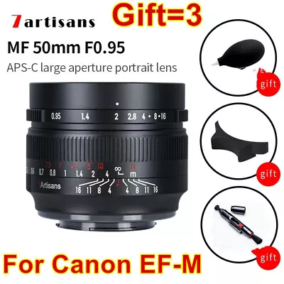 7artisans 50mm F0.95 APS-C Portrait MF Large Aperture Lens For Canon EF-M Mount  • $173