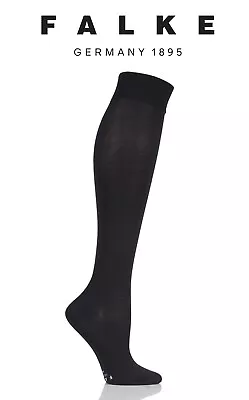 Falke Ladies Medium Leg Vitalizer Compression Socks In Black 4 Sizes 1 Pair Pack • £25.99