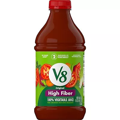 V8 High Fiber Original 100% Vegetable Juice With Vitamins Gluten Free 46 Fl Oz • $7.91