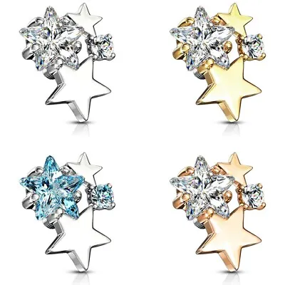 $8.95 • Buy Cz Stars Cluster Dermal Anchor Top Piercing Jewelry (internally Threaded)