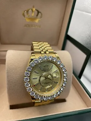 Jordan Men's Luxury 7.5CT Diamond Simulant Automatic Watch-18K Gold Plated • $250