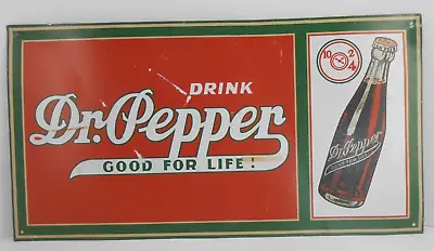 Vintage 2003 Drink Dr. Pepper Good For Life 10 2 & 4 O'clock Metal Sign 16  X 8  • $39