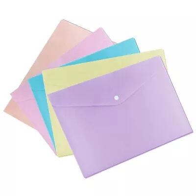 5 Pcs A5 Document Wallets Plastic Paper Storage Holder Stud Carry Folder Office  • £4.99