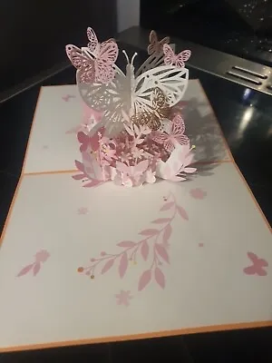 3D Pop Up Card Butterfly Anniversary Valentine Birthday Mothers Or Wedding Day • £2.99