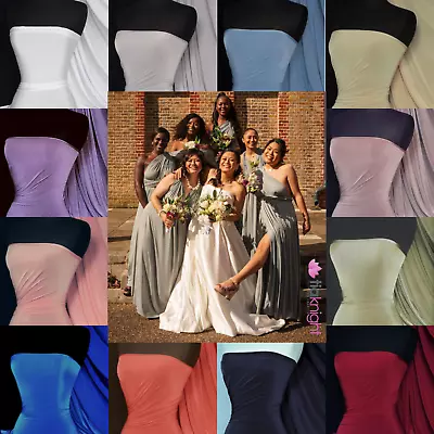 Silk Touch Dressmaking Stretch Jersey Fabric Infinity Bridesmaid Prom Dress • £12.99