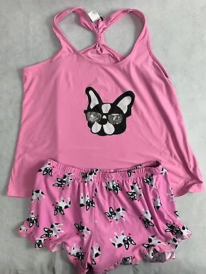 Not A Morning Person Women's Pajama Set L Large Dogs Boston Terrier Cute • $13.50