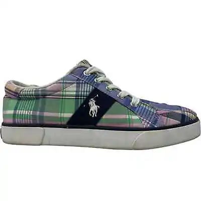 $30 • Buy Polo By Ralph Lauren Plaid Canvas Sneakers Shoes Women Size 5.5 Pony