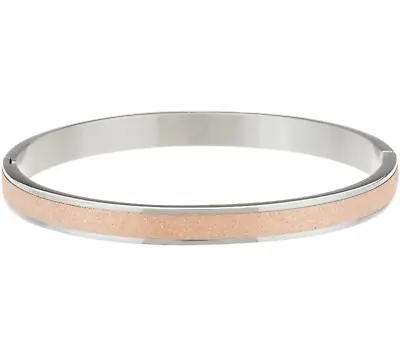 Steel By Design Glitter STEEL BANGLE Bracelet 7  Stainless Steel RoseTone • $22.98
