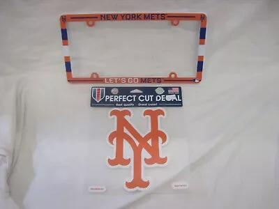 New York Mets Plastic License Plate Frame 6  X 12  And 8  Die Cut Decal Oran New • $20.25