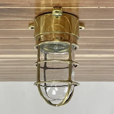 Vintage Brass Engine Room Ceiling Light • $325