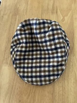 £129.99 • Buy Aquascutum England Men’s Beige Check Flat Cap Large Approx 18” Around Wool A356