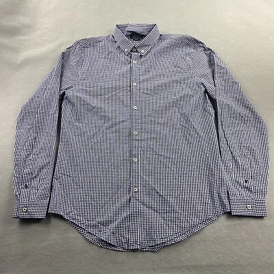 Zara Man Shirt Mens Large Blue Check Slim Fit Button Down Cotton Business Casual • $18.99