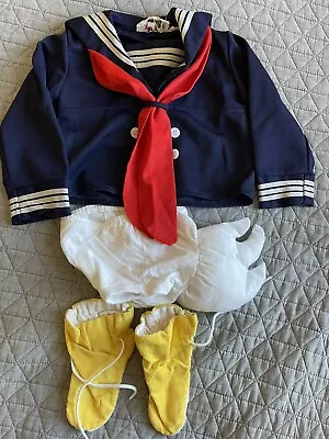 $25 • Buy Vintage 70s Donald Duck Sailor Costume Halloween Homemade 4T Kids