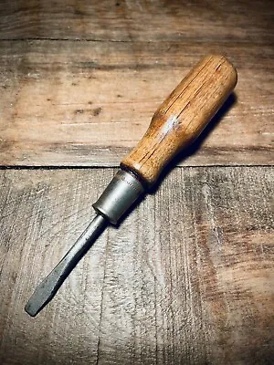 Vintage Screwdriver Flat Head Wooden Handle Short Antique Old Tool 5.5” USA • $11.50