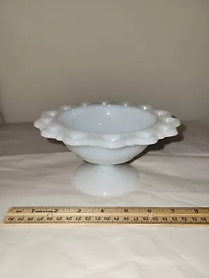 Anchor Hocking Milk Glass Compote Laced Scalloped Edge Candy Dish W/ Tag🤍 • $8