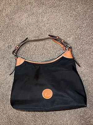 Dooney & Bourke Large Erica Nylon Hobo Shoulder Bag Leather Trim Black  • $29