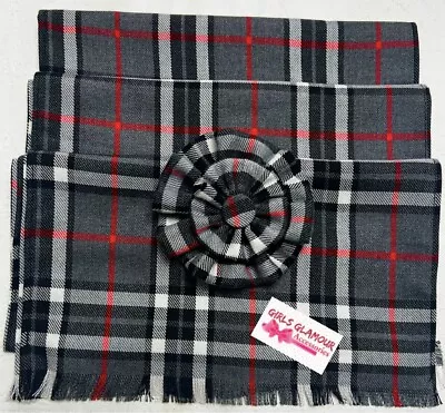 Grey Thompson Tartan Sash Rosette Burns Night Stag Wedding Scottish Kilt Viking • £17.90