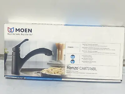 Moen Renzo Black 1-Handle Deck Mount Pull-Out Kitchen Faucet CA87316BL OPEN BOX • $90