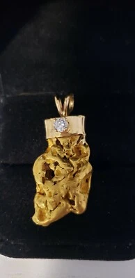 $1900 • Buy Pendant Gold Nugget Large Natural 22K Yellow Gold 20.4 Grams 1 3/8  Long