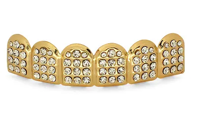 Custom Fit Upper Teeth Iced Rhinestone 14k Gold Plated Grillz Mouth Hip Hop • $9.88